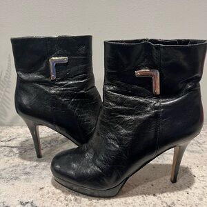 Black Leather Ankle Booties